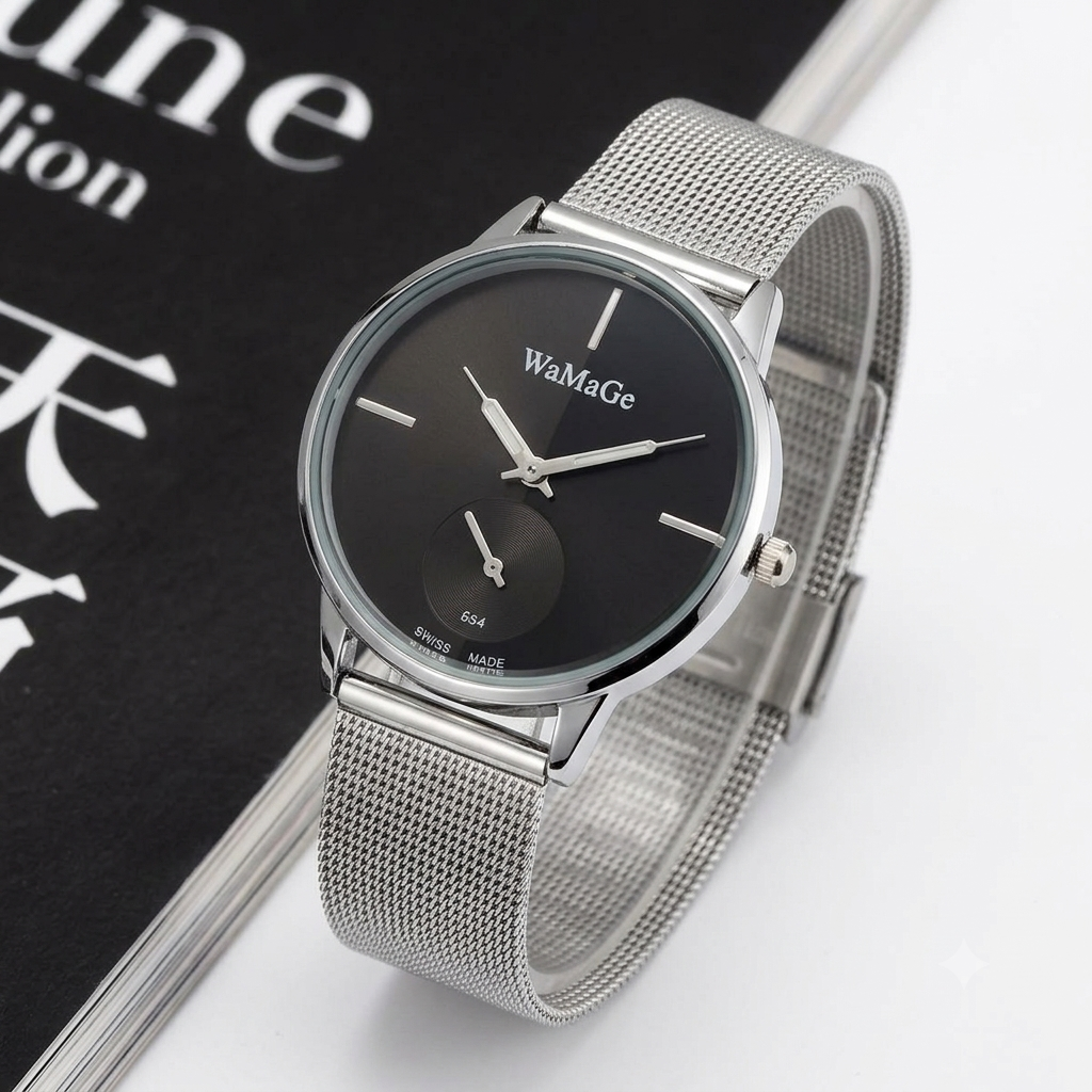 Women's Mesh Strap Watches with Silver Band