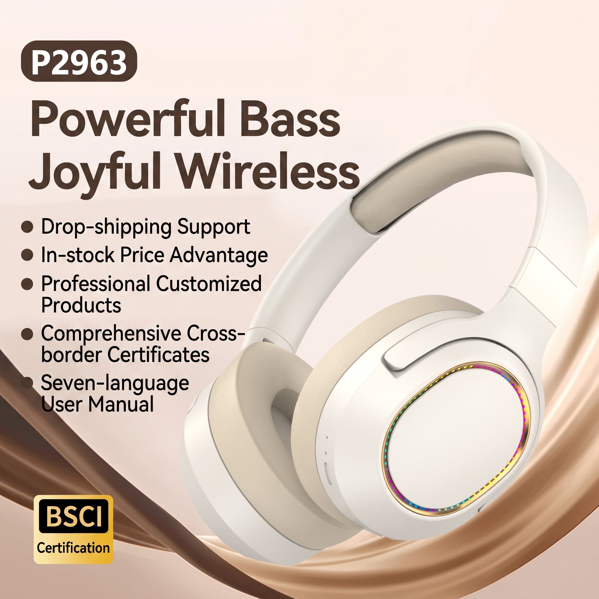 Over-Ear Bluetooth Headphones with RGB Lighting