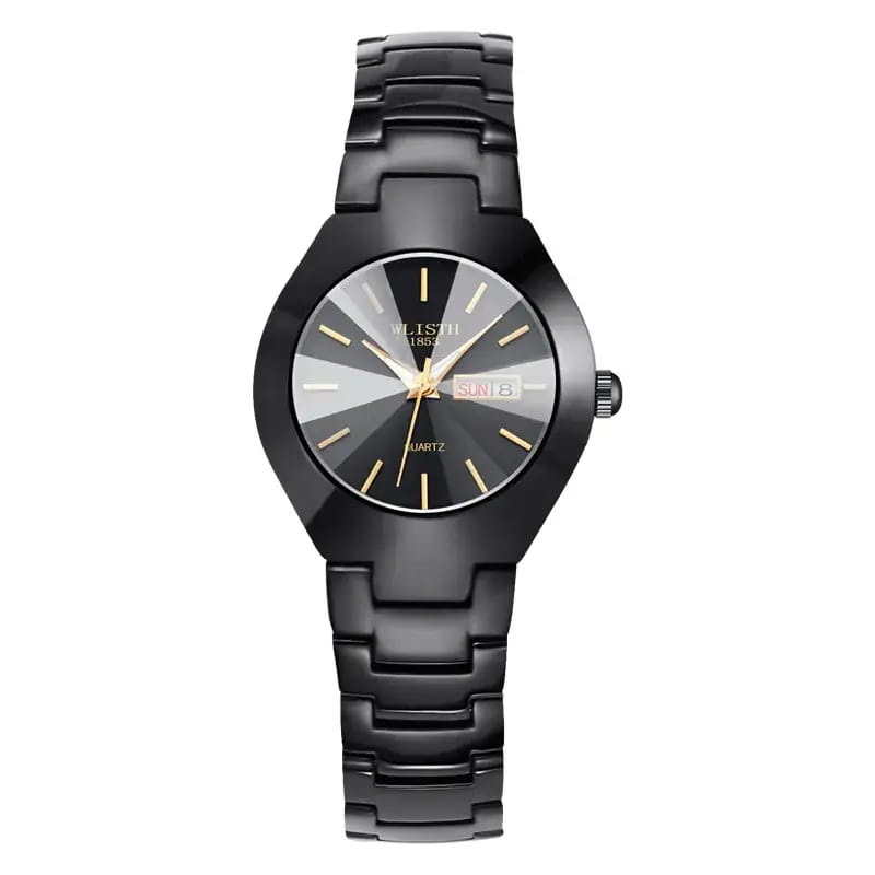 Men Waterproof Black Quartz Watch with Date Display