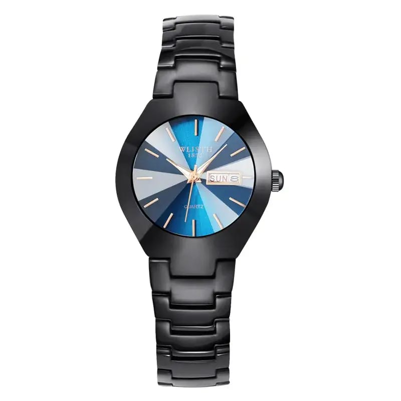 Men Waterproof Black Quartz Watch with Date Display