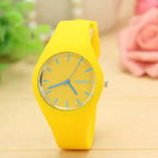 Purple Silicone Women's Quartz Watch with Blue Dial
