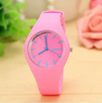 Purple Silicone Women's Quartz Watch with Blue Dial