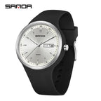 Sanda White Quartz Watch with Double Calendar & Waterproof