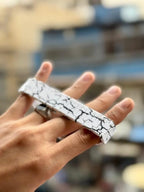Men's Carbon Fiber Tiger Watch White Marble Design
