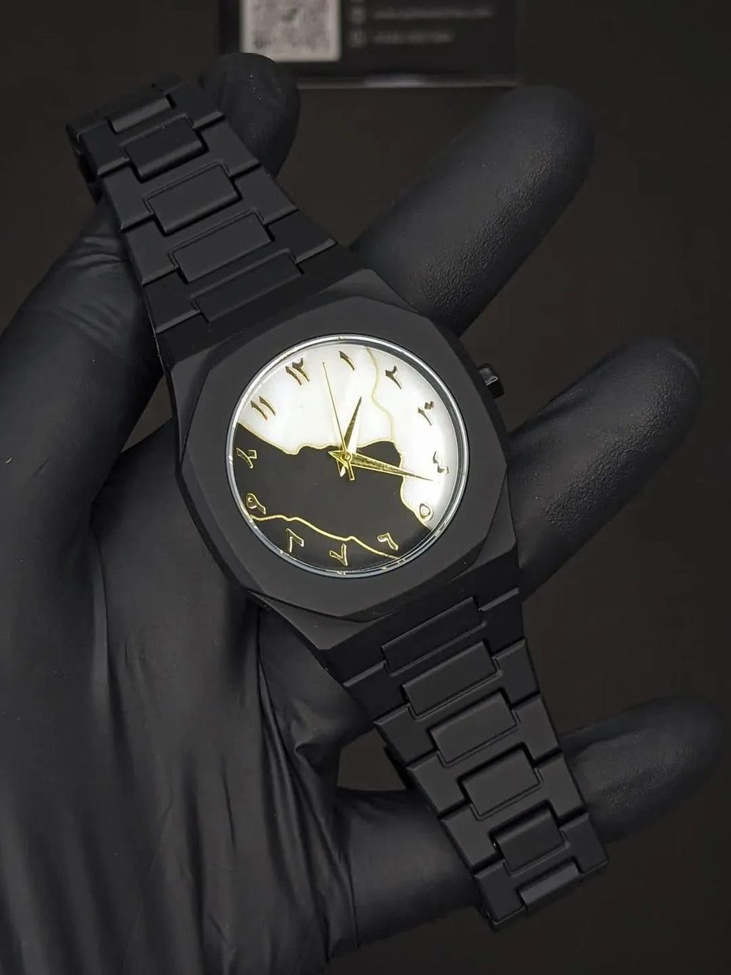 Men Carbon Fiber Black Arabic Watch