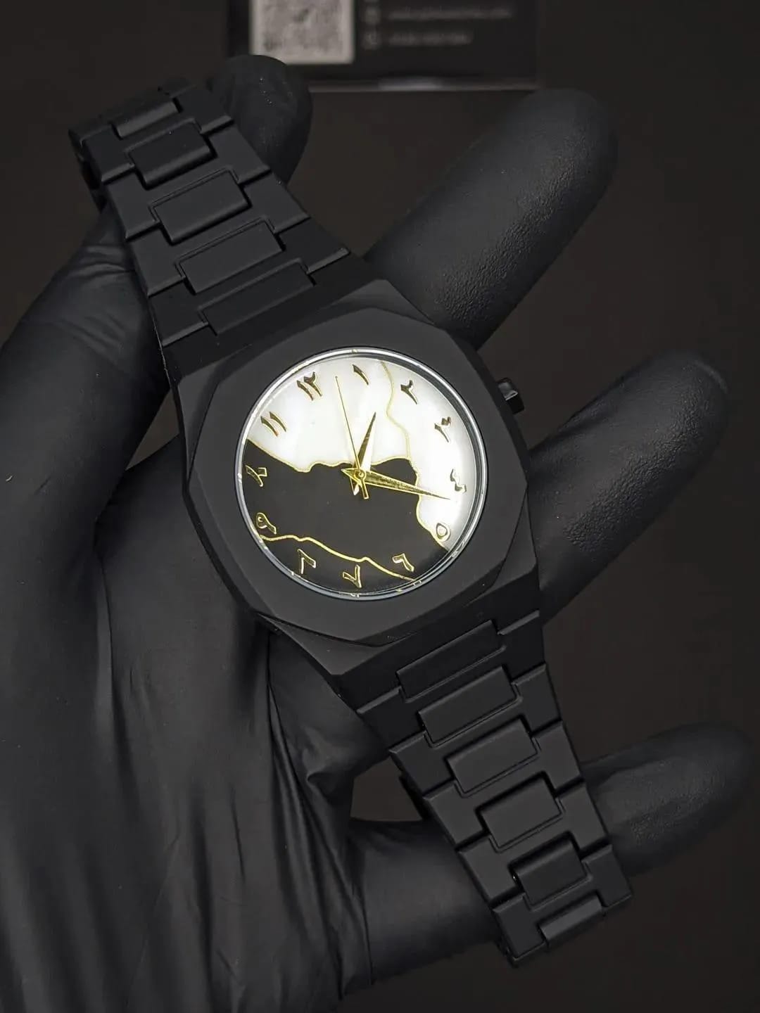 Men Carbon Fiber Black Arabic Watch