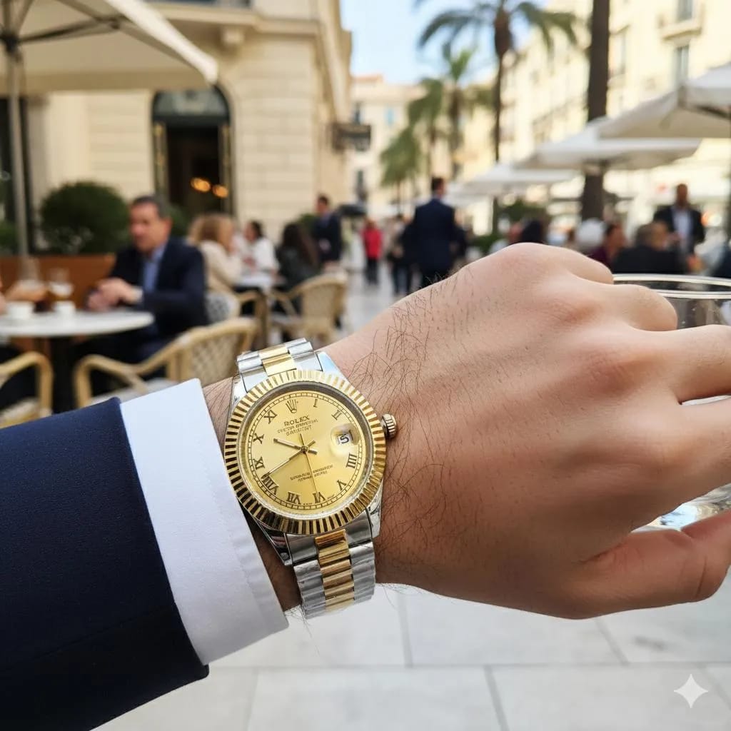 : Men's Rolex Submarmer Gold Stainless Steel Watch