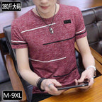 Men Ice Silk Round Neck T-Shirt M-9XL Summer Korean Style