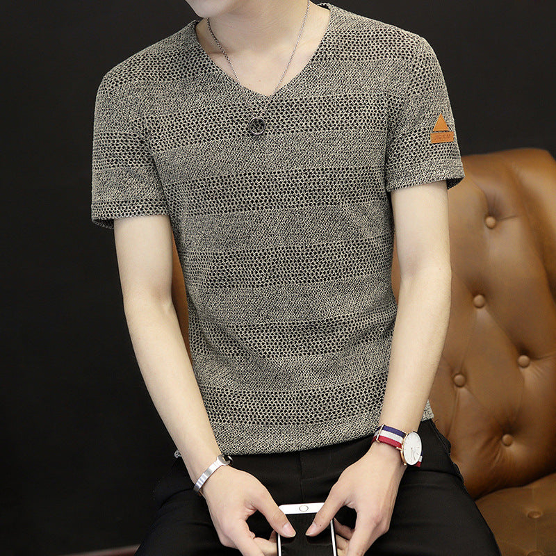 Men V-neck Mesh Slim Fit Summer T-shirt