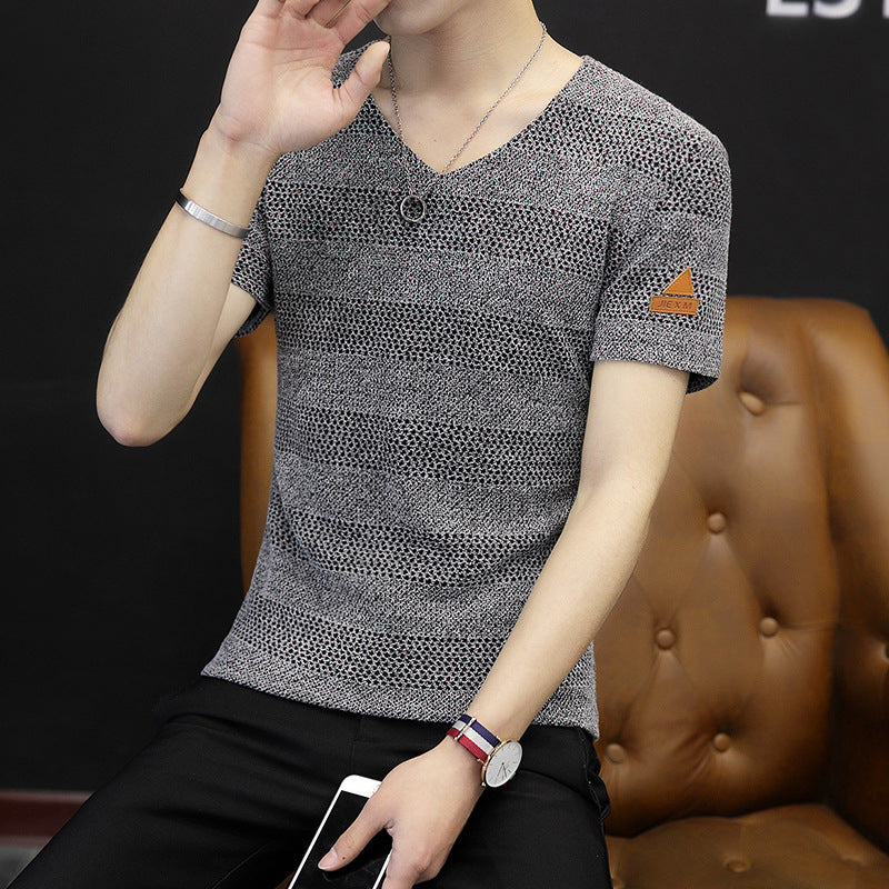Men V-neck Mesh Slim Fit Summer T-shirt