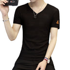 Men V-neck Mesh Slim Fit Summer T-shirt