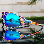 Black Riding Glasses with Red Mirrored Lenses for Wind & UV Protection