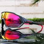 Black Riding Glasses with Red Mirrored Lenses for Wind & UV Protection