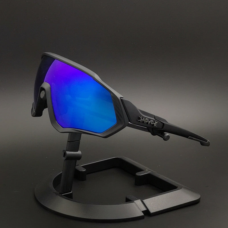 Black Riding Glasses with Red Mirrored Lenses for Wind & UV Protection