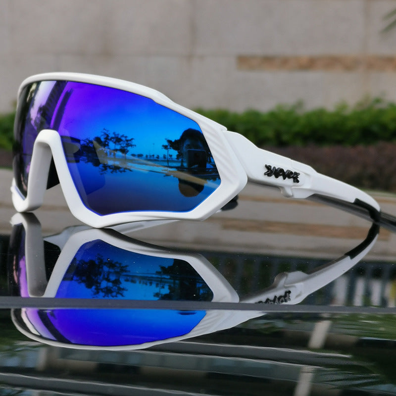 Black Riding Glasses with Red Mirrored Lenses for Wind & UV Protection