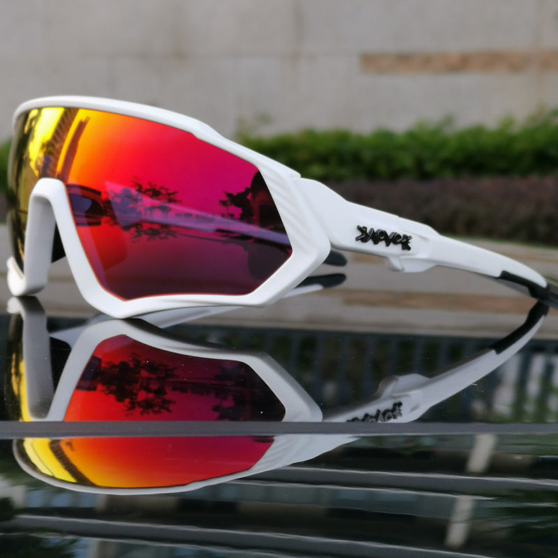 Black Riding Glasses with Red Mirrored Lenses for Wind & UV Protection