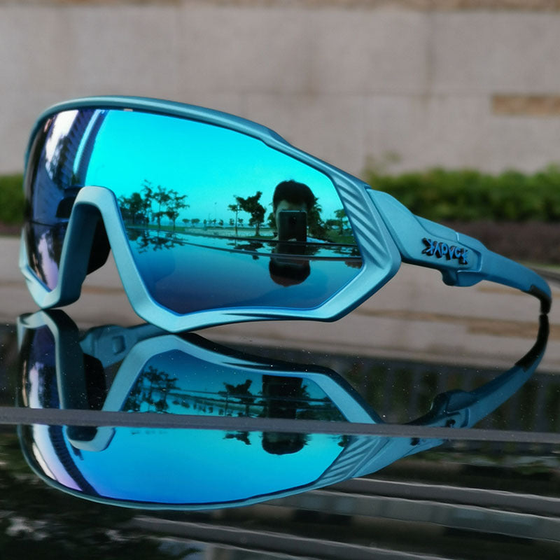 Black Riding Glasses with Red Mirrored Lenses for Wind & UV Protection