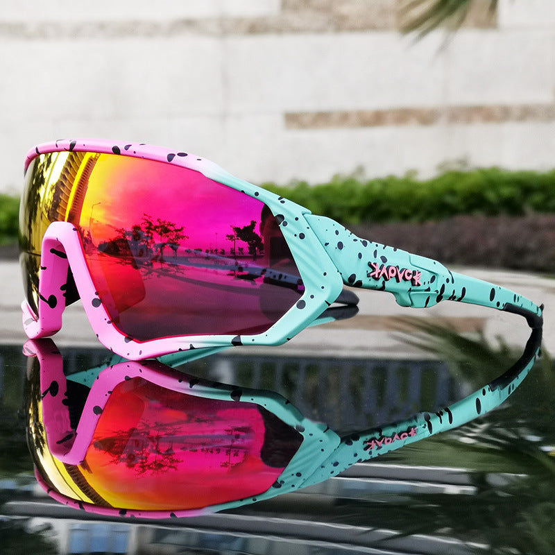 Black Riding Glasses with Red Mirrored Lenses for Wind & UV Protection