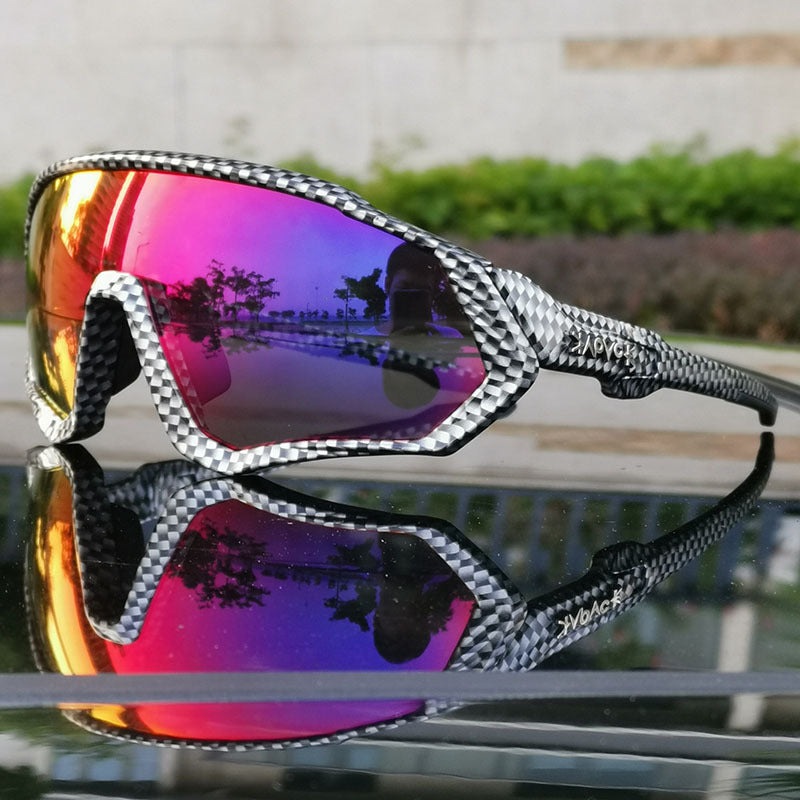Black Riding Glasses with Red Mirrored Lenses for Wind & UV Protection