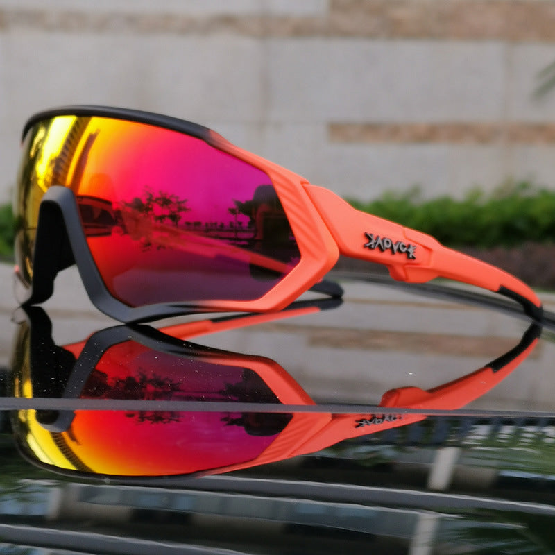 Black Riding Glasses with Red Mirrored Lenses for Wind & UV Protection
