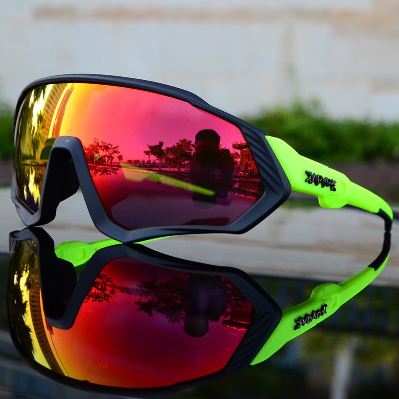 Black Riding Glasses with Red Mirrored Lenses for Wind & UV Protection