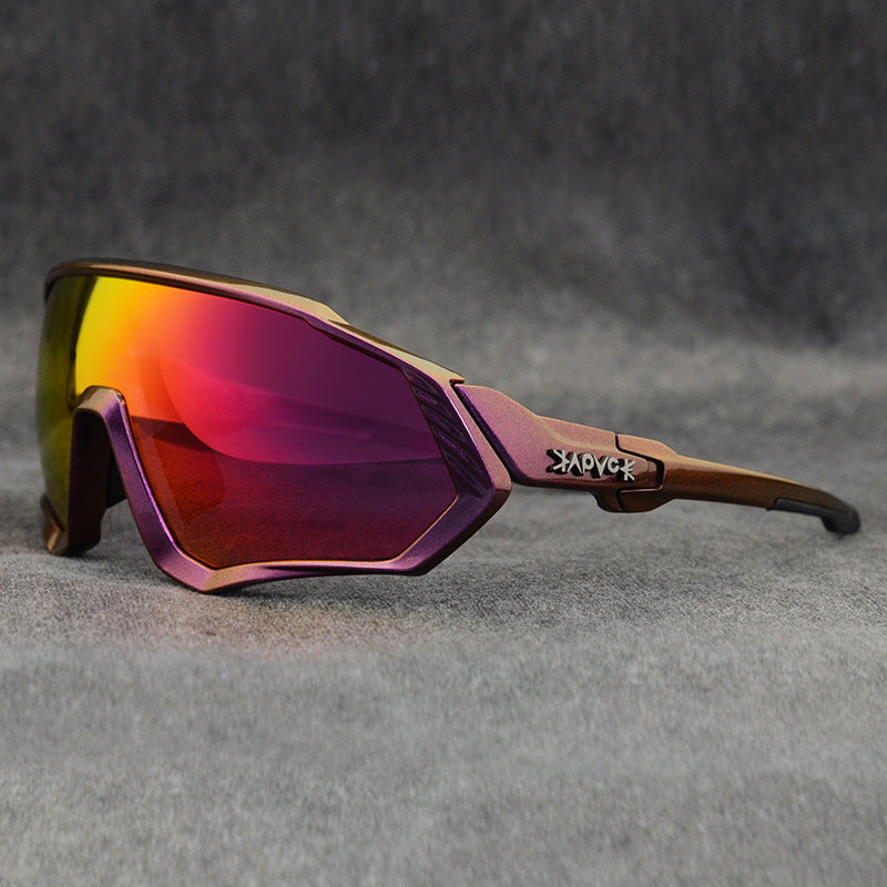 Black Riding Glasses with Red Mirrored Lenses for Wind & UV Protection