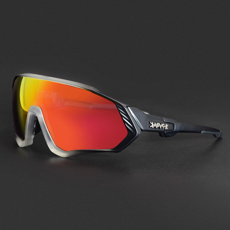 Black Riding Glasses with Red Mirrored Lenses for Wind & UV Protection