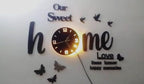 3D Wall Clock Black Glowing Birds Butterflies Modern Home Decor