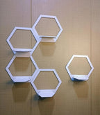 Modern Hexagon Wall Shelves White Floating Decor