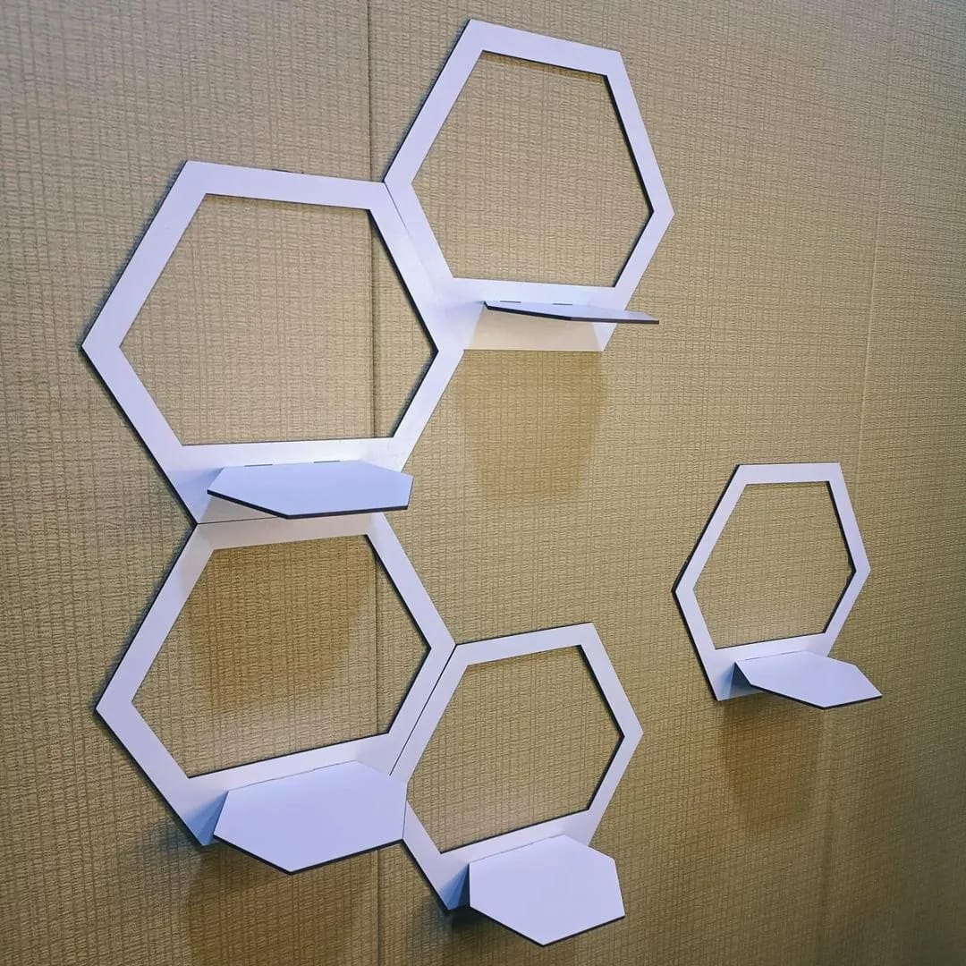 Modern Hexagon Wall Shelves White Floating Decor