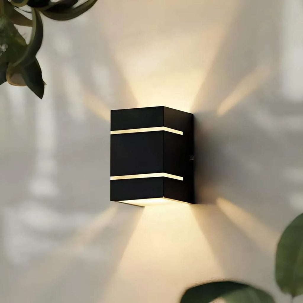 Modern Wall Lamp with Golden Light, Dark Brown MDF, 5.2x4.5x2