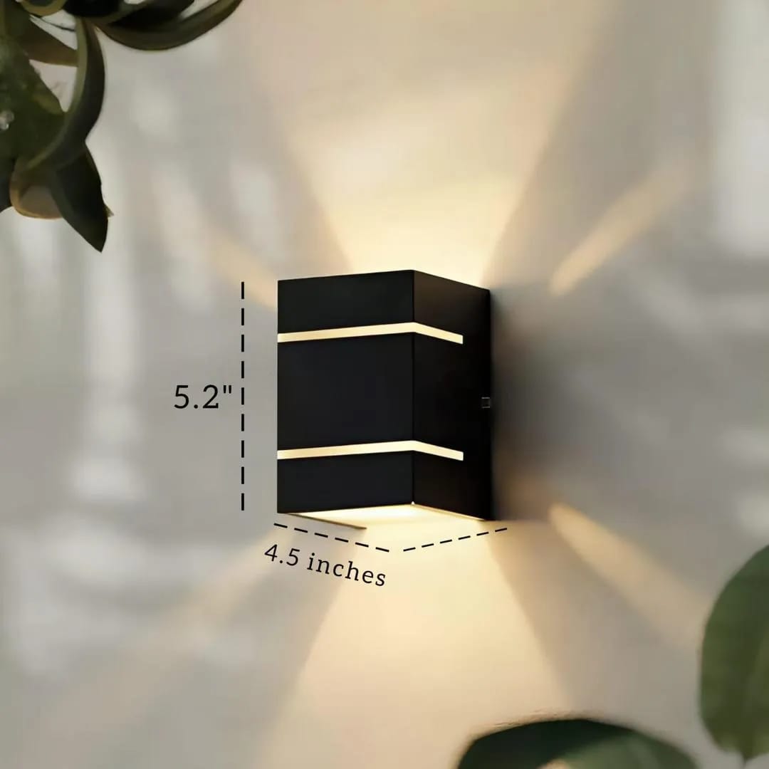 Modern Wall Lamp with Golden Light, Dark Brown MDF, 5.2x4.5x2
