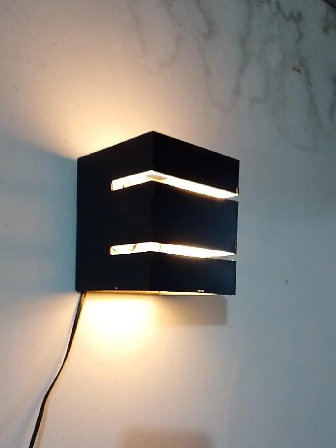 Modern Wall Lamp with Golden Light, Dark Brown MDF, 5.2x4.5x2