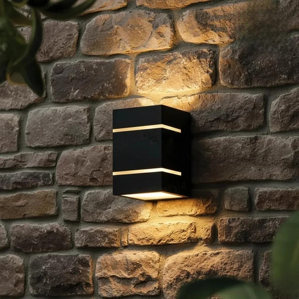 Modern Wall Lamp with Golden Light, Dark Brown MDF, 5.2x4.5x2