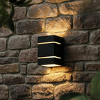Modern Wall Lamp with Golden Light, Dark Brown MDF, 5.2x4.5x2