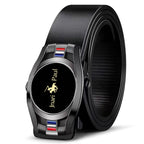 Men Genuine Leather Belt Black Gold Buckle Casual Business
