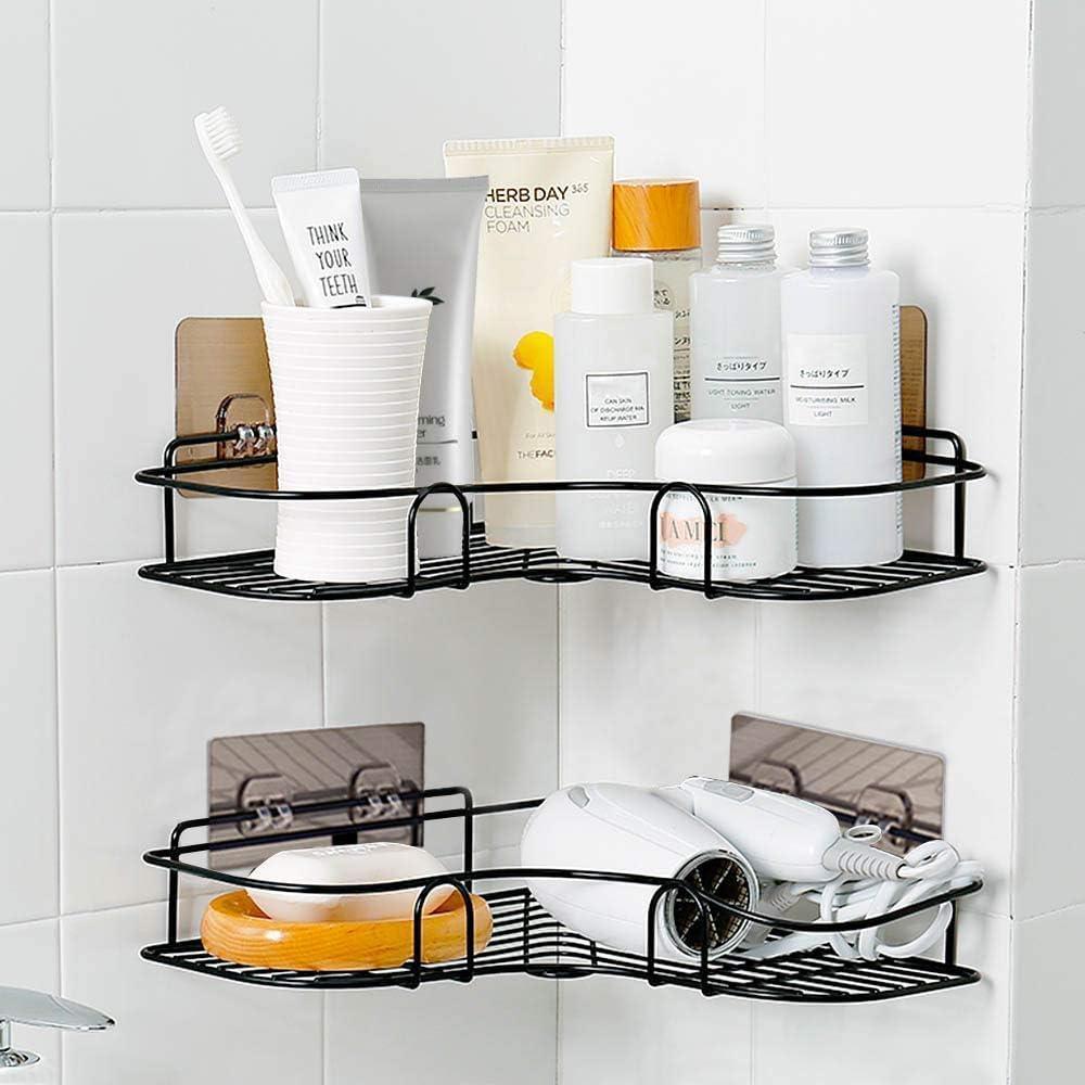 Stainless Steel Corner Bathroom Shelf Black