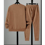 Men Fleece Printed Track Suit Brown King Crown Bearded