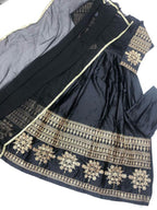 Black Embroidered Shamoz Silk Maxi Set for Women