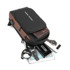 Travel Crossbody Bag Black Brown Waterproof Oxford