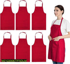 Pack of 6 Red Parachute Aprons for Kitchen Use