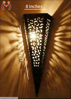 Rechargeable Wooden Wall Lamp Dark Brown Golden Glow