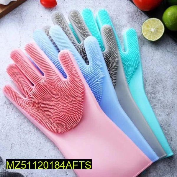 Premium Silicone Dishwashing Gloves 2 Pack Non-Slip Food Safe
