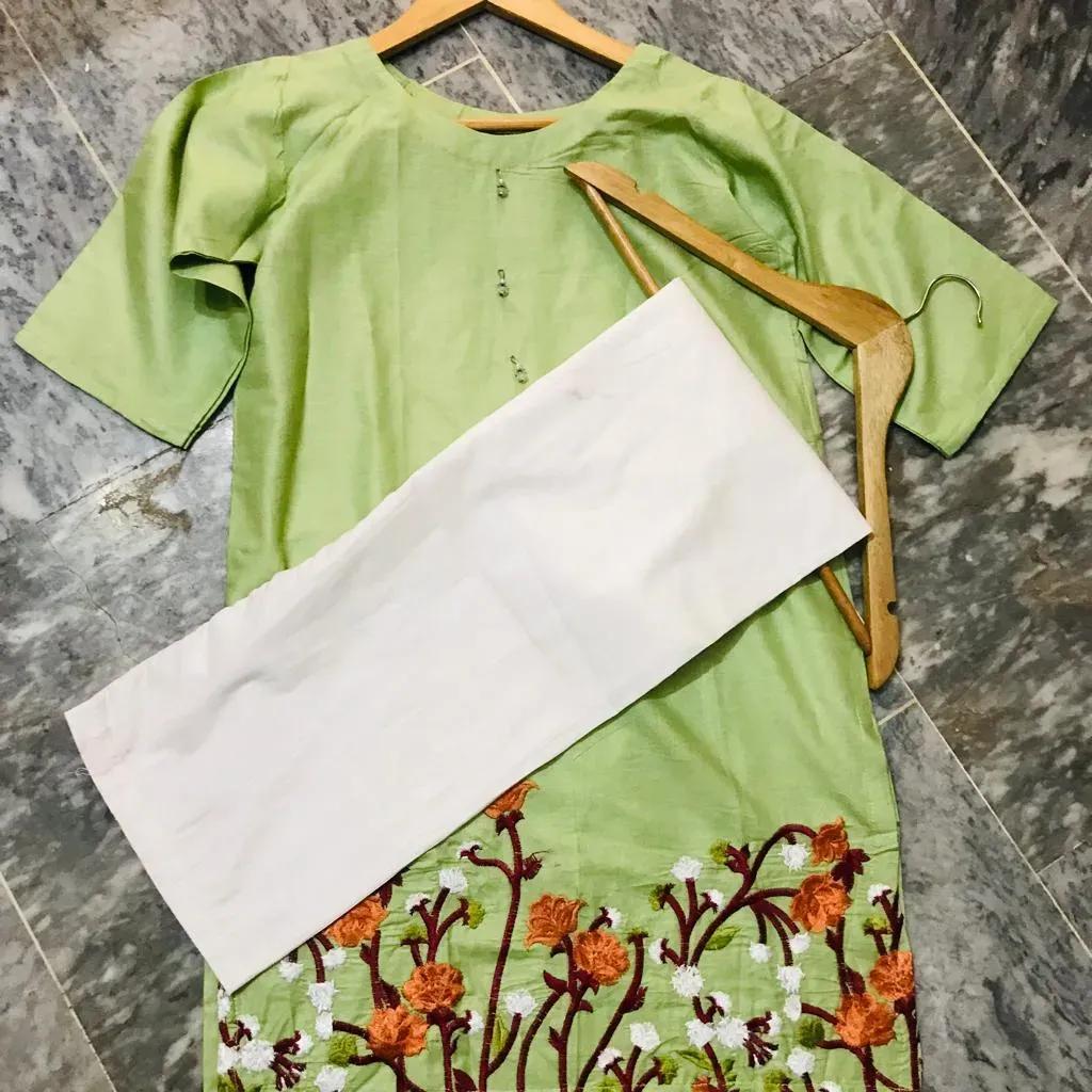Girls Lawn Printed 2-Piece Suit Green Floral 5-12Yrs