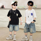 Boys Cotton Short Sleeve T-Shirt Summer Black 120cm