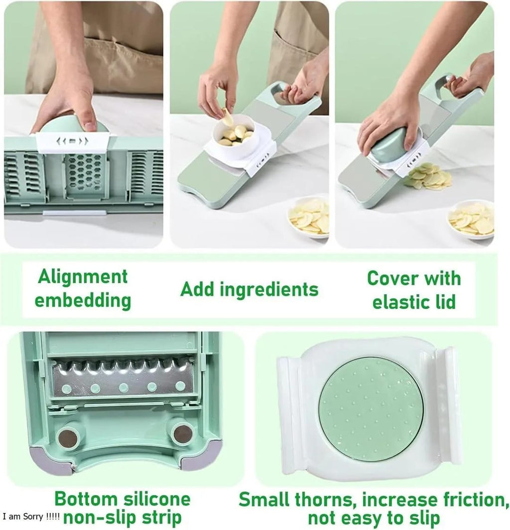 Mint Green 5-in-1 Vegetable Slicer with 6 Blades &amp; Storage Box