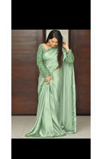 Green Sequins Embroidered Shamoz Silk Saree with Blouse