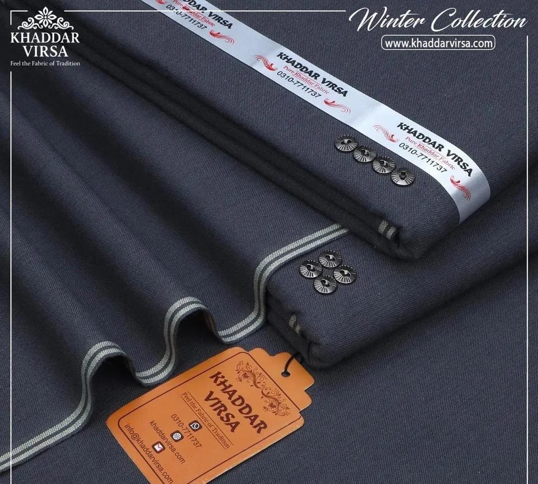 Men's Winter Khaddar Suit Grey Unstitched Winter Collection