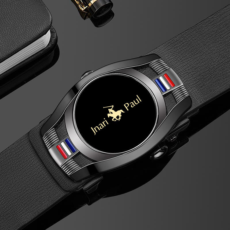 Men Genuine Leather Belt Black Gold Buckle Casual Business