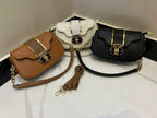 Black Cuff Strap Handbag for Girls with Gold Clasp